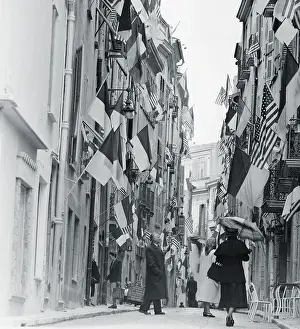 Monaco Prints: Flags Hanging From Buildings