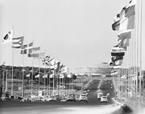 1960 Olympic Games Rome Prints: Flags Waving Along Via Olympica in Rome