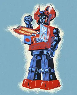 Cyborg Prints: Flaming Robot