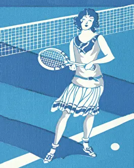 Flapper Woman Playing Tennis