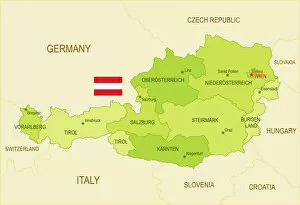 Images Dated 26th November 2017: Flat map of Austria with the Austrian flag