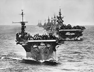 Fleet Prints: Us Fleet Two Aircraft Carriers Up Front