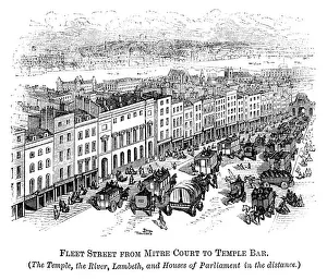 Thoroughfare Prints: Fleet Street with Temple Bar (Crystal Palace in distance) 1871