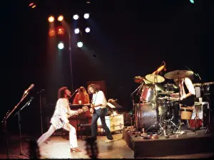 Prints of JULY 1977: Pianist and singer Christine McVie, bassist John McVie, guitarist Lindsey Buckingham and drummer Mick Fleetwood of the rock group Fleetwood Mac perform onstage in July 1977 Go Your Own Way: A Visual Celebration of Rock’s Most Enchanting and Enduring Band: Fleetwood Mac Performing