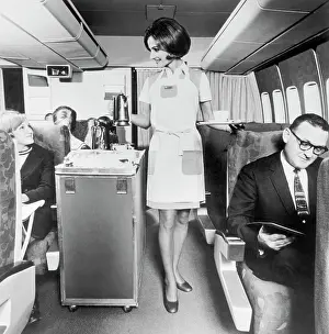 Pushcart Prints: Flight Attendant Serving Coffee