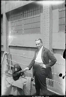 Chimpanzee Prints: Flo Ziegfeld with Chimpanzee on Ship Deck