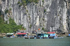 Residential Building Collection: Floating village, Halong Bay, Vietnam, Southeast Asia