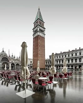 Ronny Behnert Collection: Flood with Campanile on the Piazzetta of St. Mark's Square, Venice, Italy