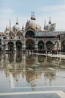 Images Dated 10th March 2016: Flood On St Marks Square or Piazza San Marco, in Venice Italy