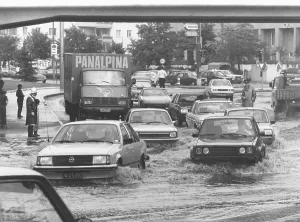 Floods Prints: Flooding of a street in Vienna 1983