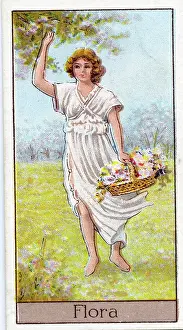 Flora, Vintage Cigarette Card, Mythological Gods and Goddesses series, 1924