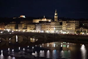 Images Dated 26th September 2015: Florence by night along the riverside of the Arno, Firenze, Italy