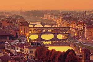 Ponte Vecchio Collection: Florence skyline at dusk