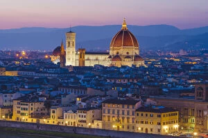 Duomo Santa Maria Del Fiore Gallery: Florence, Tuscany, Italy. Saint Mary of the Flower cathedral at dusk