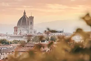 Florence, Tuscany, Italy. Santa Maria del Fiore Duomo Cathedral from a unique point of