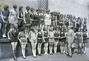 Florenz Ziegfeld Looking at Beauty Contestants in Swimwear