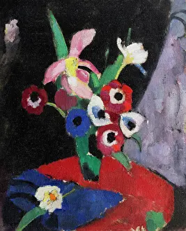 Prints of Flower still life on a black background II, 1913. Private Collection. Creator: Stenner, Hermann (1891-1914). (Photo by Fine Art Images/Heritage Images via Getty Images) Quiet Beauty: Moments of Stillness Captured in Art: Flower Still Life On A Black Background Ii