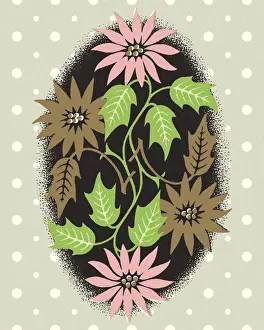 Grey Background Prints: Flowers