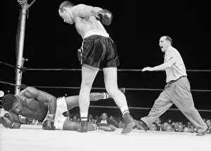 Floyd Patterson Hitting the Canvas in Championship Bout