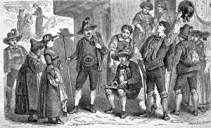 Folk Prints: Folk costumes from Tyrol, digitally restored reproduction of an original from the 19th century