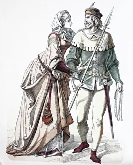 Images Dated 5th August 2019: Folk traditional costume, clothing, history of costumes, German castle woman