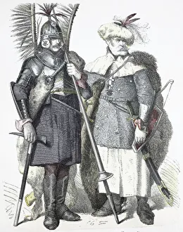 Images Dated 5th August 2019: Folk traditional costume, Clothing, History of costumes, Lancers and armoured riders, Russia
