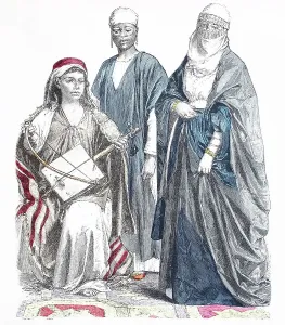 Images Dated 5th August 2019: Folk traditional costume, Clothing, History of costumes, Bedouin musician, Slave woman