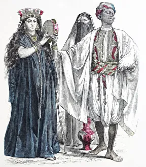 Images Dated 5th August 2019: Folk traditional costume, Clothing, History of costumes, Tambourine player, Water bearer, Servant
