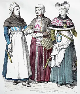 Images Dated 5th August 2019: Folk traditional costume, Clothing, History of costumes, Woman from Upford Denmark