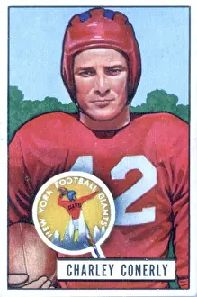 Prints of Bubblegum card (by the Bowman Gum Company) features American football player Charley Chonerly, of the New York Giants, 1951. (Photo by Transcendental Graphics/Getty Images) Transcendental Graphics Prints: Football Card Of Charley Conerly