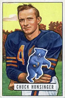 Prints of Bubblegum card (by the Bowman Gum Company) features American football player Chuck Hunsinger, of the Chicago Bears, 1951. (Photo by Transcendental Graphics/Getty Images) Transcendental Graphics Prints: Football Card Of Chuck Hunsinger