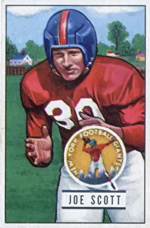 Prints of Bubblegum card (by the Bowman Gum Company) features American football player Joe Scott, of the New York Giants, 1951. (Photo by Transcendental Graphics/Getty Images) Transcendental Graphics Prints: Football Card Of Joe Scott