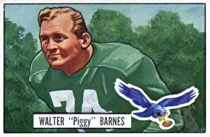 Prints of Bubblegum card (by the Bowman Gum Company) features American football player Piggy Barnes, of the Philadelphia Eagles, 1951. (Photo by Transcendental Graphics/Getty Images) Transcendental Graphics Prints: Football Card Of Piggy Barnes