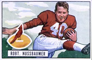 Prints of Bubblegum card (by the Bowman Gum Company) features American football player Robert Nussbaumer, of the St Louis Cardinals, 1951. (Photo by Transcendental Graphics/Getty Images) Transcendental Graphics Prints: Football Card Of Robt Nussbaumer