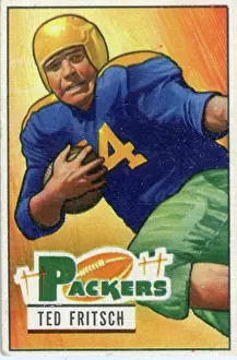 Prints of Bubblegum card (by the Bowman Gum Company) features American football player Ted Fritsch, of the Green Bay Packers, 1951. (Photo by Transcendental Graphics/Getty Images) Transcendental Graphics Prints: Football Card Of Ted Fritsch