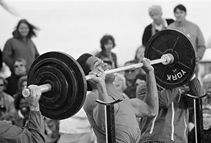 Simpson Prints: Football Great O.J. Simpson Weight Lifting