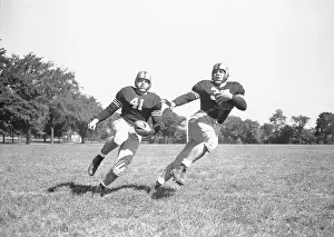 Fast Prints: Football Player Felix Blanchard and Teammate During Practice