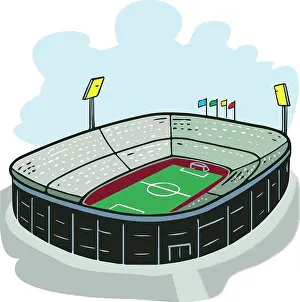 Fan Enthusiast Prints: Football soccer stadium illustration