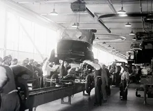 Assembly Line Prints: Ford Automobile Body Placed on Chassis on Assembly Line