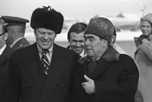 Ford And Brezhnev In Fur Hats