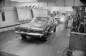 Assembly Line Prints: Ford Mustang Automobile Moving off Assembly Line