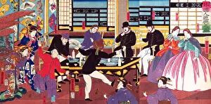 Cards Prints: Foreigners enjoy an evening party