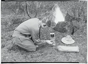 Vancouver Prints: Forest Serviceman Demonstrating Portable Radio