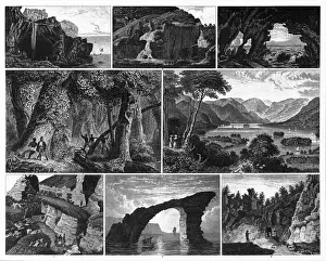 Cave Prints: Forests, Lakes, Caves and Unusual Rock Formations Engraving