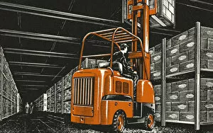 Images Dated 29th August 2013: Forklift in a Warehouse