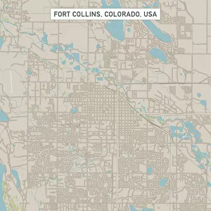 Images Dated 14th July 2018: Fort Collins Colorado US City Street Map