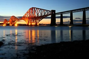 Forth Railway Bridge Collection: Forth Rail Bridge at dusk, from South Queensferry