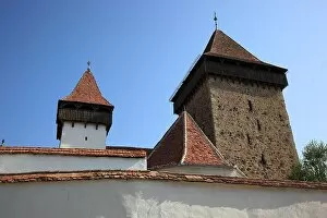 No One Collection: Fortified church of Homorod, Hamruden, built in 1270 as a Romanesque hall church, Brasov County