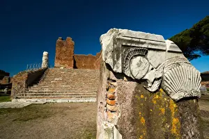 The Forum in the ruins of the Ancient Roman harbour city of Ostia Antica in Rome, Italy