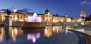 Light Reflex Prints: Fountain and equestrian statue of George IV in front of the National Gallery and Church of St Martin-in-the-Fields